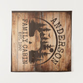 Familienhaus Name Personalisiert rustikale Holzart Wandteppich (Vorderseite (Horizontal))