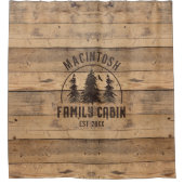Familienhaus Name Rustic Wood Personalisierte Flee Duschvorhang (Vorderseite)