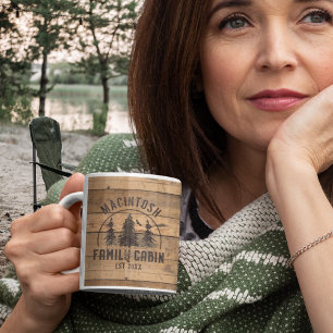 Familienhaus Name Rustikales Holz Personalisiert Kaffeetasse