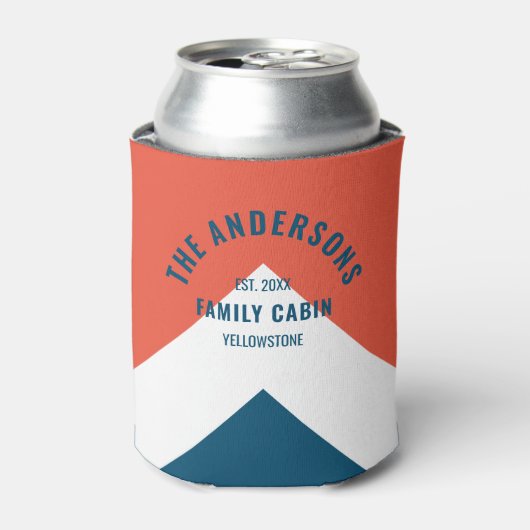 Familienhaus Personalisiert Name Red Navy Retro Dosenkühler (Kanne Vorderseite)