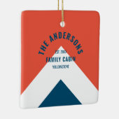 Familienhaus Personalisiert Name Red Navy Retro Keramikornament (Rechts)
