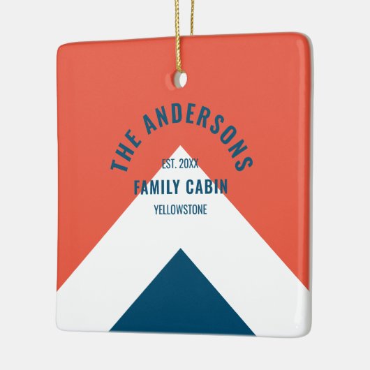 Familienhaus Personalisiert Name Red Navy Retro Keramikornament (Links)