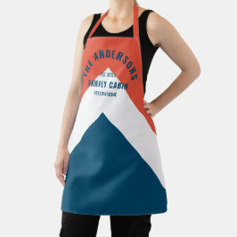 Familienhaus Personalisiert Name Red Navy Retro Schürze