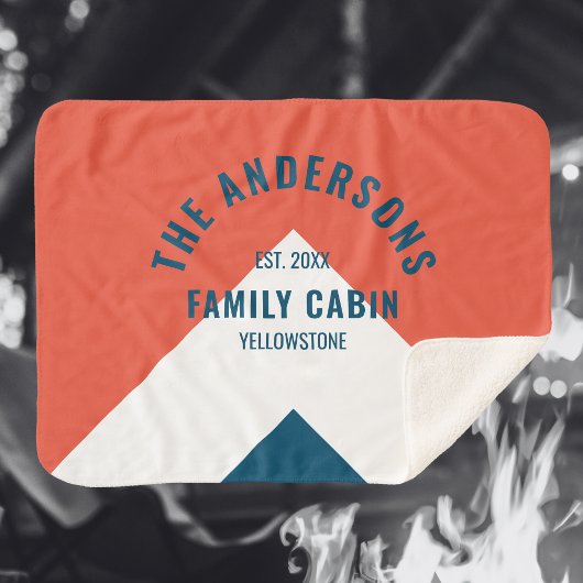 Familienhaus Personalisiert Name Red Navy Retro Sherpadecke