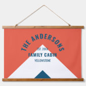 Familienhaus Personalisiert Name Red Navy Retro Wandteppich Mit Holzrahmen (Vorne)