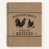 Familienhaus Rooster Hen Burlap Kraft Rezept Notizblock (Vorderseite)