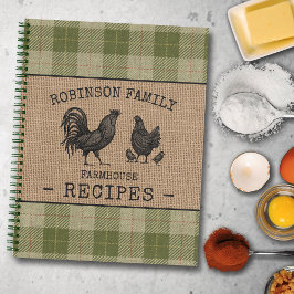 Familienhaus Rooster Hen Sage Kariertes Rezept Notizblock