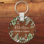 Familienhaus Rustic Wood Watercolor Ivy Sage Ferns Schlüsselanhänger (Vorderseite)