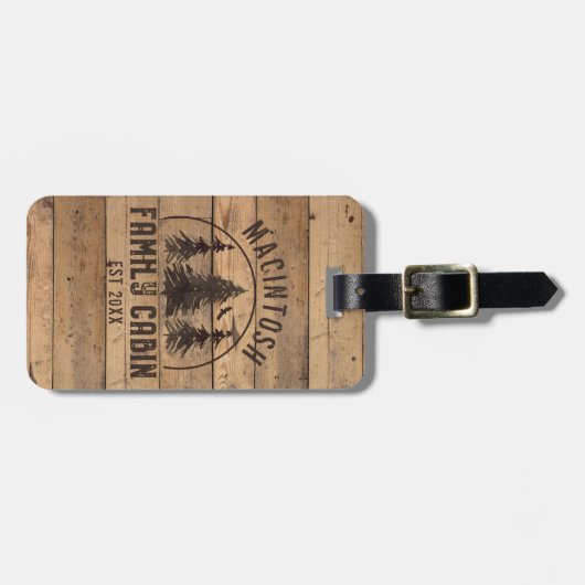 Familienhaus Rustikales Holz Personalisiert Gepäckanhänger (Vorderseite horizontal)