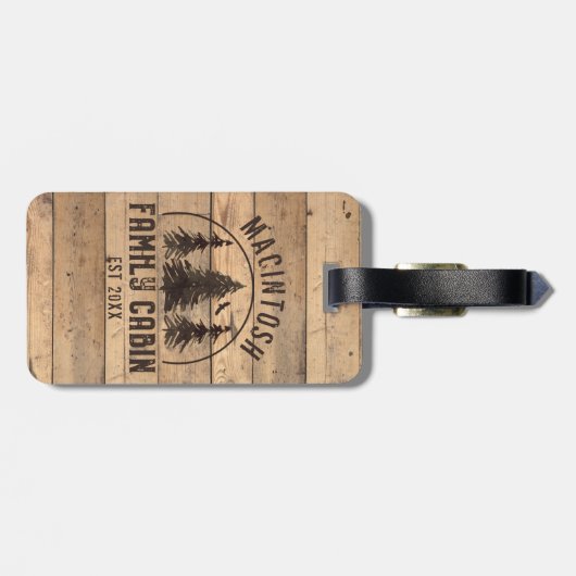 Familienhaus Rustikales Holz Personalisiert Gepäckanhänger (Rückseite horizontal)