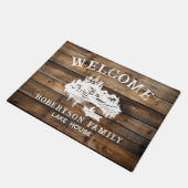 Familienhaus Rustikales Holz Willkommen Fußmatte (Schrägansicht)