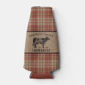 Familienhaus Rustikales Kuh Red Kariert Burlap Flaschenkühler (Vorderseite)