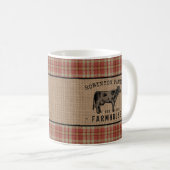 Familienhaus Rustikales Kuh Red Kariert Burlap Kaffeetasse (VorderseiteRechts)