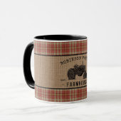 Familienhaus Tractor Red Kariert Burlap 2 Tone Tasse (Vorderseite Links)