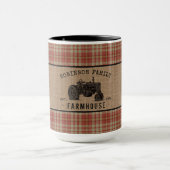 Familienhaus Tractor Red Kariert Burlap Big Tasse (Zentrum)