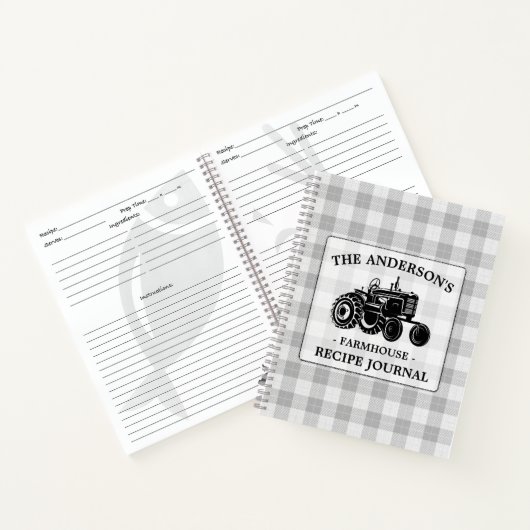 Familienhaus Traktor Kariertes Rezept Notebook Notizblock (Innenseite)
