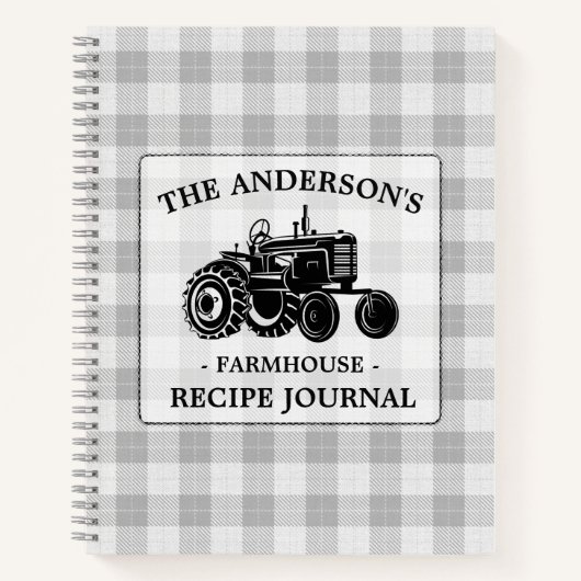 Familienhaus Traktor Kariertes Rezept Notebook Notizblock (Vorderseite)