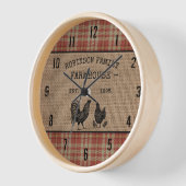 Familienhaus Vintag Red Kariert Burlap Uhr (Winkel)