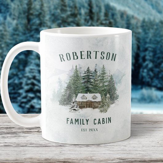 Familienhaus Winter Pine Forest Personalisiert Kaffeetasse