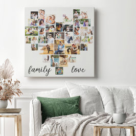 Familienherz geformt 36 Foto Collage Leinwand P