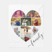 Familienherz geformt 9 Foto Collage Weiß Fleecedecke (Vorderseite)