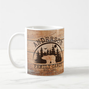 Familienhütte hölzern Name Personalisiert Rustikal Kaffeetasse