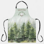 Familienhütte Waldbäume Grüne Koch Name Schürze (Vorderseite)