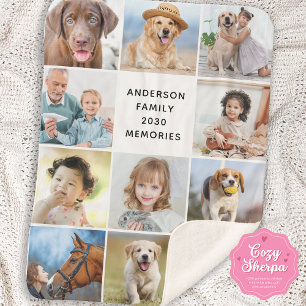 Familienindividuelle 11-Foto-Collage einfach moder Sherpadecke
