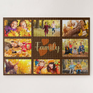 Familienindividuelle Foto Herbst Herbst Braun Gold Puzzle