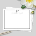 Familieninitiale Schwarze Umrandung Monogramm Brie Mitteilungskarte<br><div class="desc">Dieses Design enthält einen dünnen doppelten Rahmen mit Platz für einen Familienanfangsbuchstaben und Familiennamen. Klicken Sie auf die Schaltfläche "Anpassen", wenn Sie die Designelemente anpassen und/oder den Text weiter ändern möchten! Variationen dieses Designs, zusätzliche Farben sowie passende Produkte sind in unserem Shop erhältlich, zazzle.com/store/doodlelulu. Kontaktieren Sie uns, wenn Sie dieses...</div>