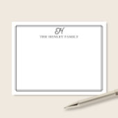 Familieninitiale Schwarze Umrandung Monogramm Brie Mitteilungskarte