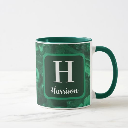 Familieninitialen Monogramm Grüner Marmorierter Ed Tasse (Rechts)