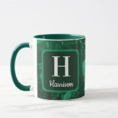Familieninitialen Monogramm Grüner Marmorierter Ed Tasse (Links)