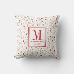 Familieninitialen Monogramm Weihnachten Kissen
