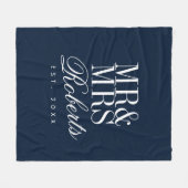 Familienjubiläum Datum navin blau elegant Fleecedecke (Vorderseite (Horizontal))