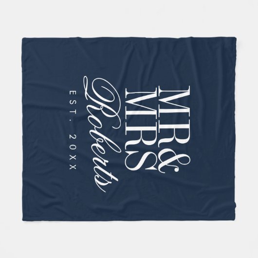 Familienjubiläum Datum navin blau elegant Fleecedecke (Vorderseite (Horizontal))