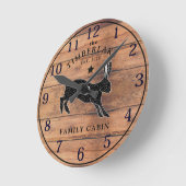 Familienkabine Rustikal-Holz-Personalisierte Wall- Runde Wanduhr (Winkel)