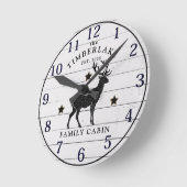 Familienkabine Rustikal-Holz-Personalisierte Wall- Runde Wanduhr (Winkel)