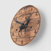 Familienkabine Rustikal-Holz-Personalisierte Wall- Runde Wanduhr (Winkel)