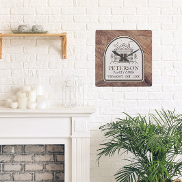 Familienkabine Rustikale Holzdekoration Personalis Quadratische Wanduhr