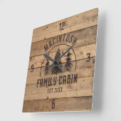 Familienkabine Rustikale Waldbäume Personalisiert Quadratische Wanduhr (Winkel)