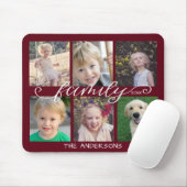 Familienkalligraphie Dunkelrot 6 FotoCollage Mousepad (Mit Mouse)