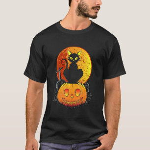Familienkatze Katze und Mond Halloween-Kostüm Feie T-Shirt