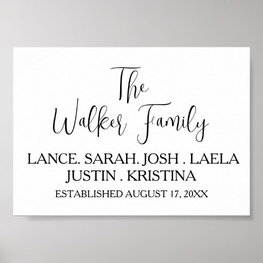 Familienkinder Nachname Modernes Hochzeitdatum Ges Poster (Vorne)