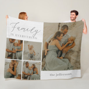 Familienkollage Rustikale Moderne Personalisierte Fleecedecke