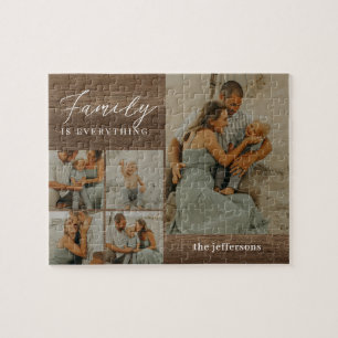 Familienkollage Rustikales modernes Personalisiert Puzzle