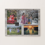 Familienkollektion 4 Foto auf rustikalem Holzmonog Puzzle<br><div class="desc">Foto-Collage PuzzleSie können es personalisieren und fügen Sie Ihre schönsten Fotos, Monogramm und Familiennamen. Großer Spaß !</div>