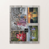 Familienkollektion 4 Foto auf rustikalem Holzmonog Puzzle (Vertikal)