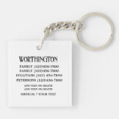 FAMILIENKONTAKTINFORMATIONEN, SIE BEZEICHNEN ES! S SCHLÜSSELANHÄNGER (Rückseite)