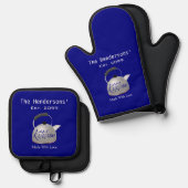 Familienküche Ofenhandschuh & Topflappen-Set (Vorderseite/Rückseite)